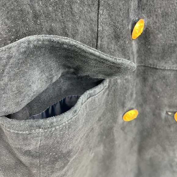 Avanti Sz Medium Vintage Double Breasted Navy Suede Military Jacket - Picture 8 of 10